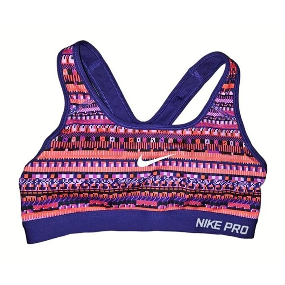 Nike Pro Dri Fit Sports Bra Womens Sz Small Aztec Purple Swoosh Removable Pads - Picture 5 of 12